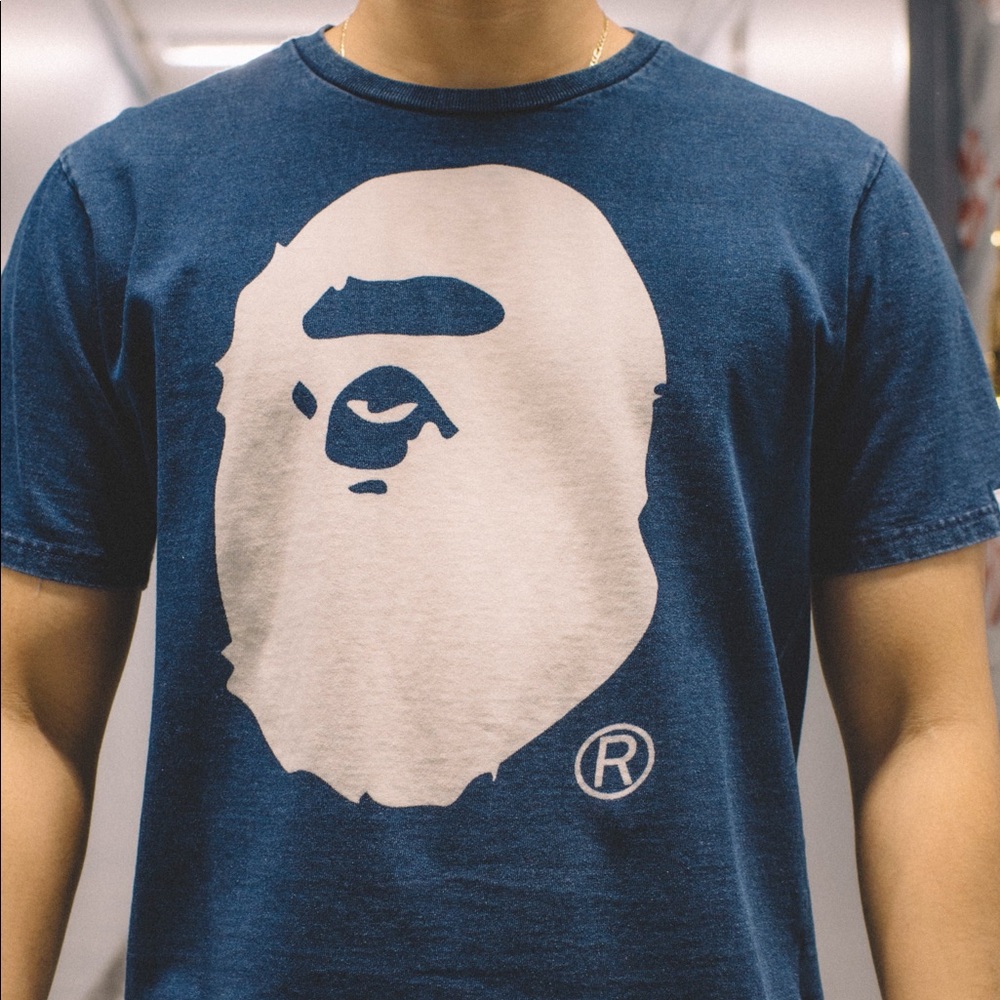 BAPE Ape Head Indigo Knit Tee